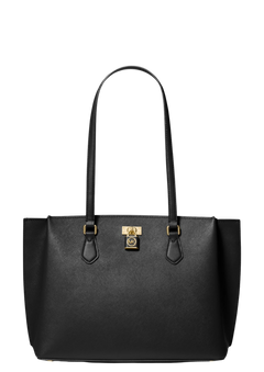 Ruby Large Saffiano Leather Tote Bag - Black/Gold