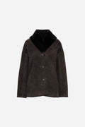 Melli Shearling Jacket - Dark Brown Suede
