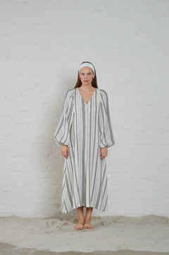Milla Striped Gauze - Ecru/Black