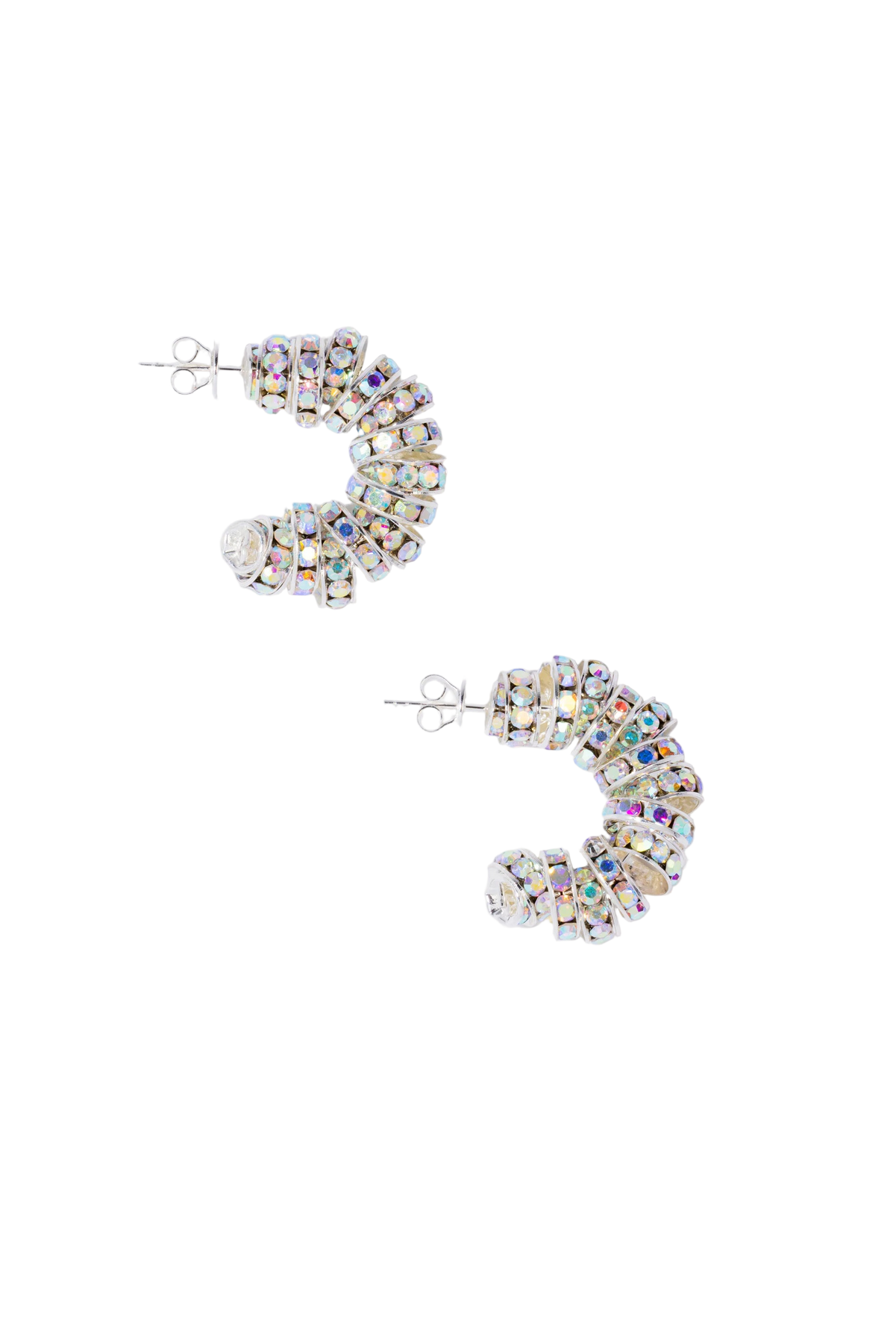 Mini Diamond Hoops - Silver