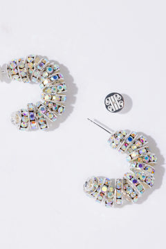 Mini Diamond Hoops - Silver