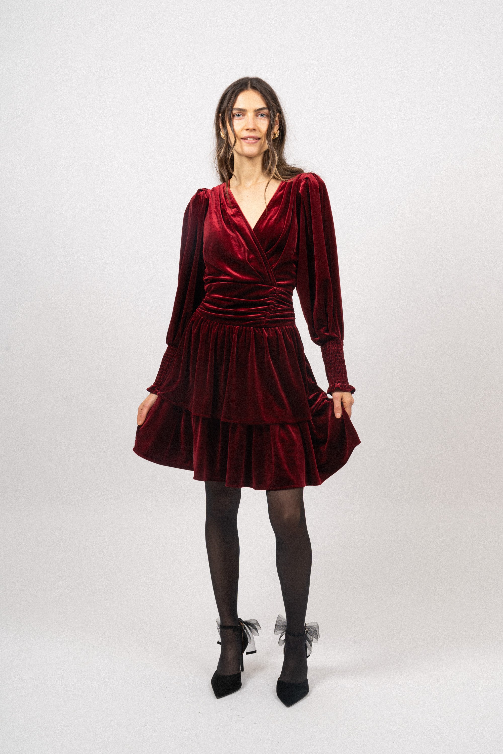 Jade Velvet Dress - Red