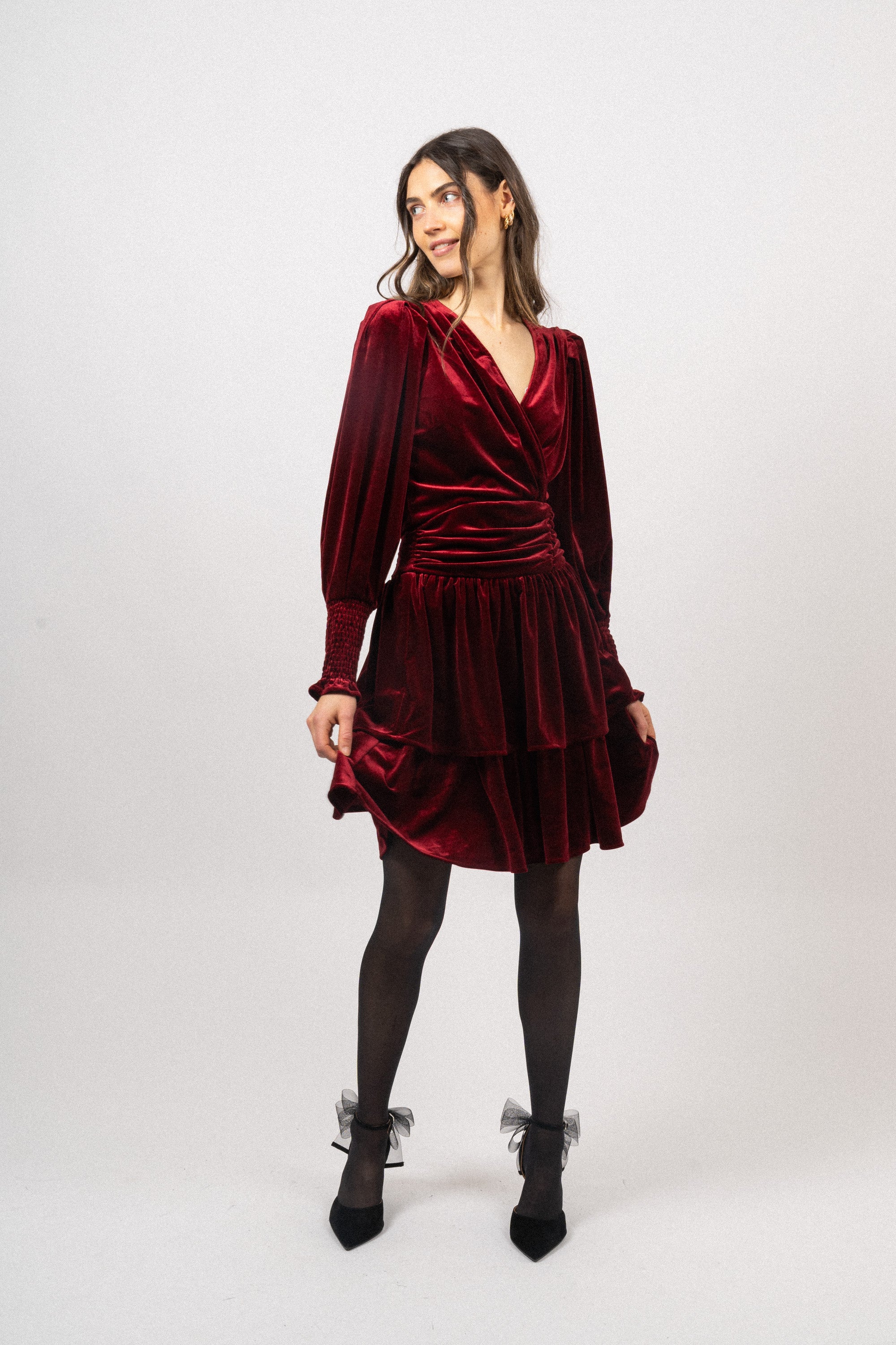 Jade Velvet Dress - Red