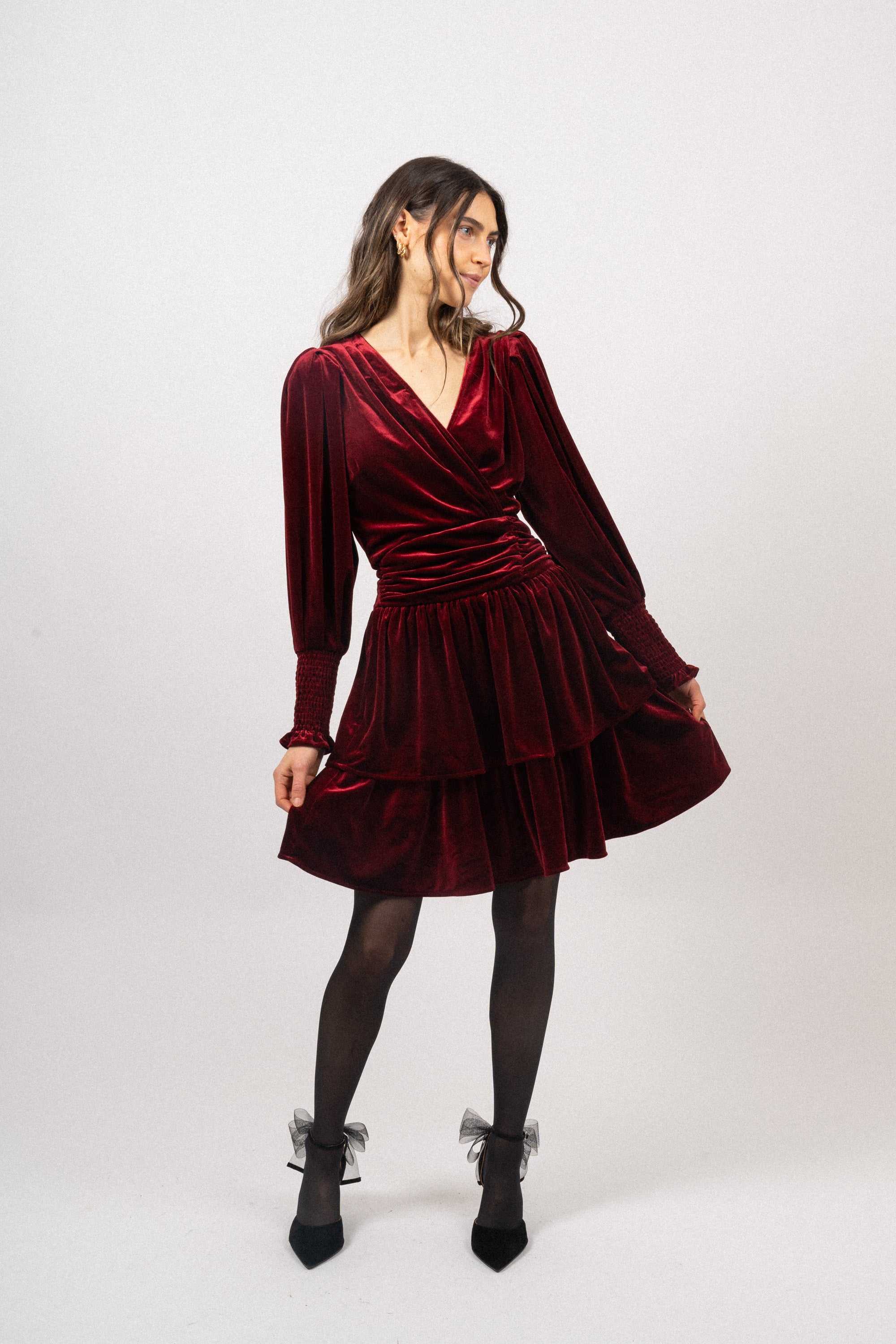 Jade Velvet Dress - Red