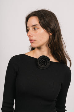 Corine Knit Ls Top - Black