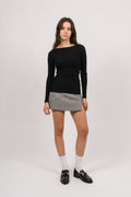 Corine Knit Ls Top - Black