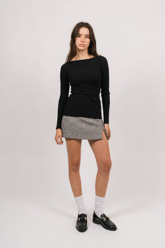 Corine Knit Ls Top - Black