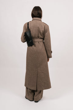 Edith Herringbone Coat - Brown