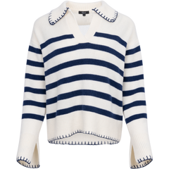 Athena - Ivory Navy Stripe