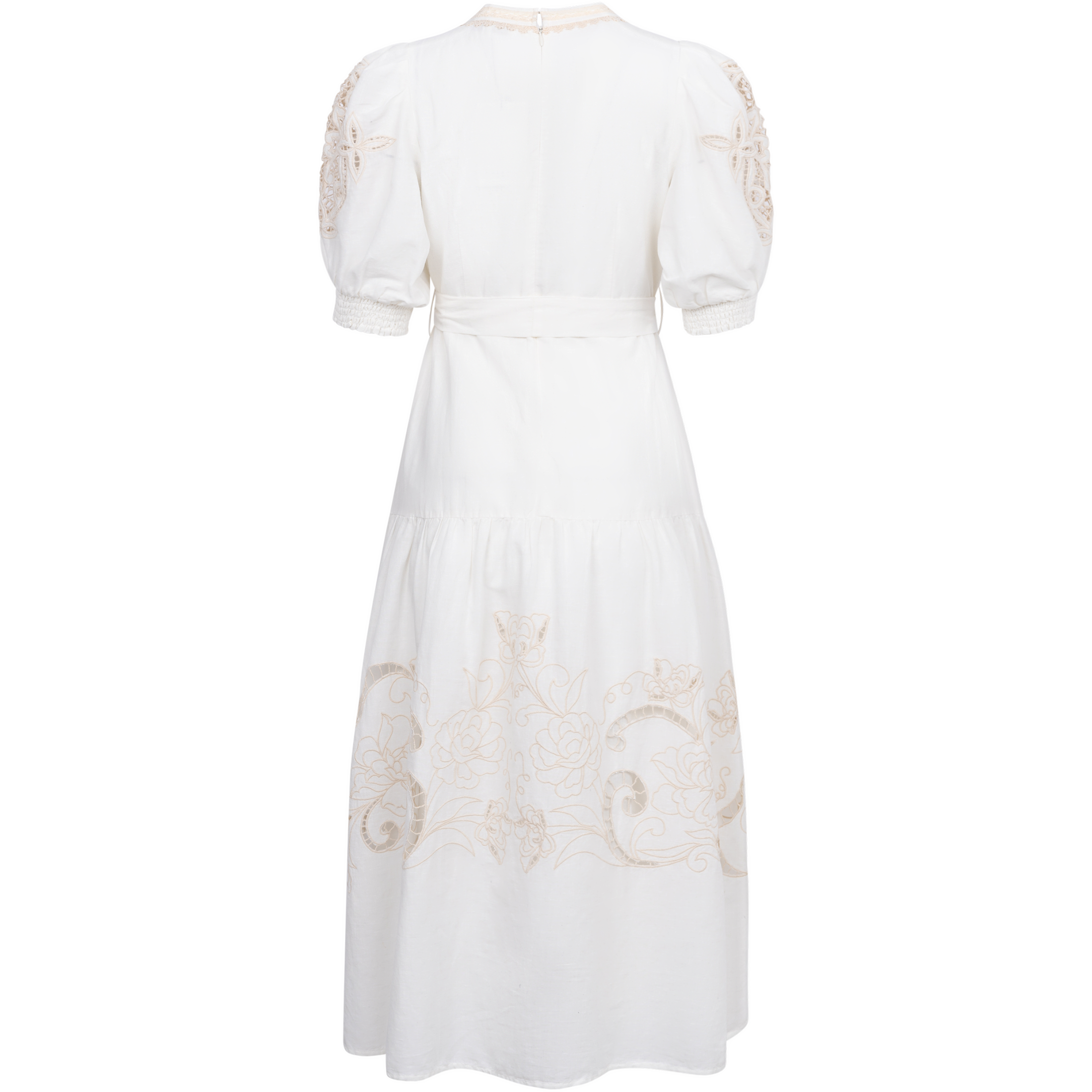 Ruth Long Dress W Embrodery - Ivory