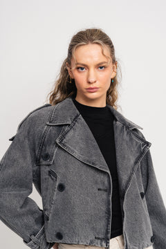 Bobby Denim Trench Jacket - Black