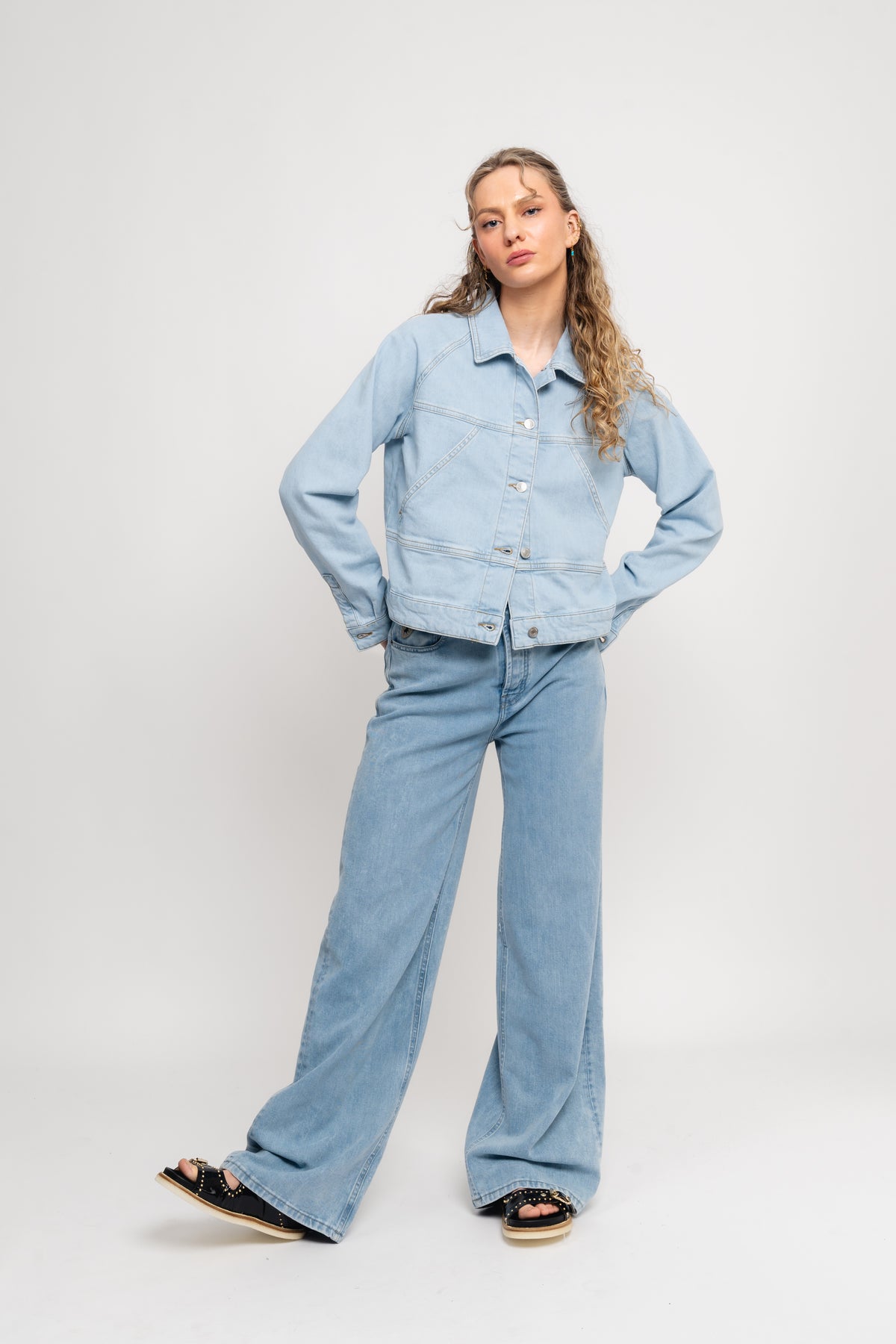 Hazel Ls Denim Jacket Light Blue Denim - Main Image