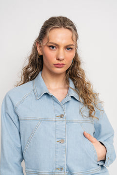 Hazel Ls Denim Jacket - Light Blue Denim