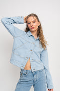 Hazel Ls Denim Jacket - Light Blue Denim