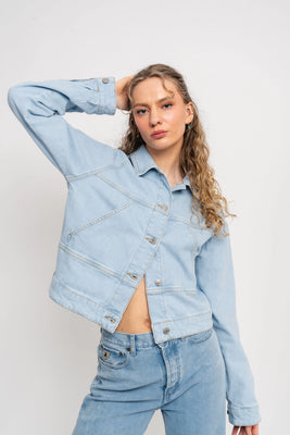 Hazel Ls Denim Jacket - Light Blue Denim