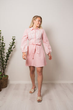 Berta Dress - Light Pink With Embroidery