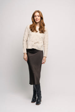 Vera Ls Knit Belt Cardigan - Birch