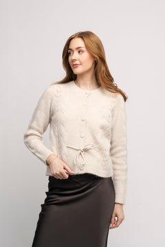 Vera Ls Knit Belt Cardigan - Birch