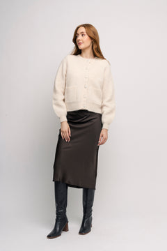 Sia Ras Ls Knit Pads Cardigan - Birch