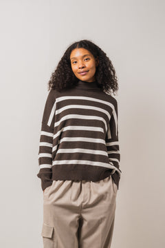 TenleyIW Turtleneck Pullover - Brown/White