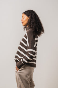 TenleyIW Turtleneck Pullover - Brown/White