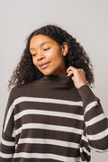 TenleyIW Turtleneck Pullover - Brown/White