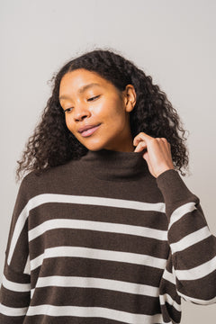 TenleyIW Turtleneck Pullover - Brown/White