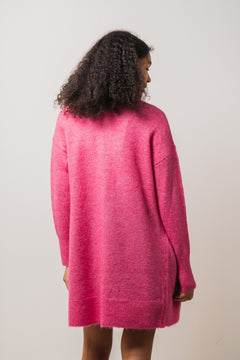 Lulu New Ls Knit Long Cardigan - Fuchsia Purple