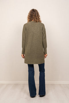 Lulu New Ls Knit Long Cardigan - Dusky Green