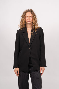 Barbine Slit Blazer - Black
