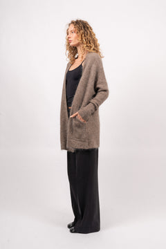 Mohair Demi Shawl Cardigan - Taupe
