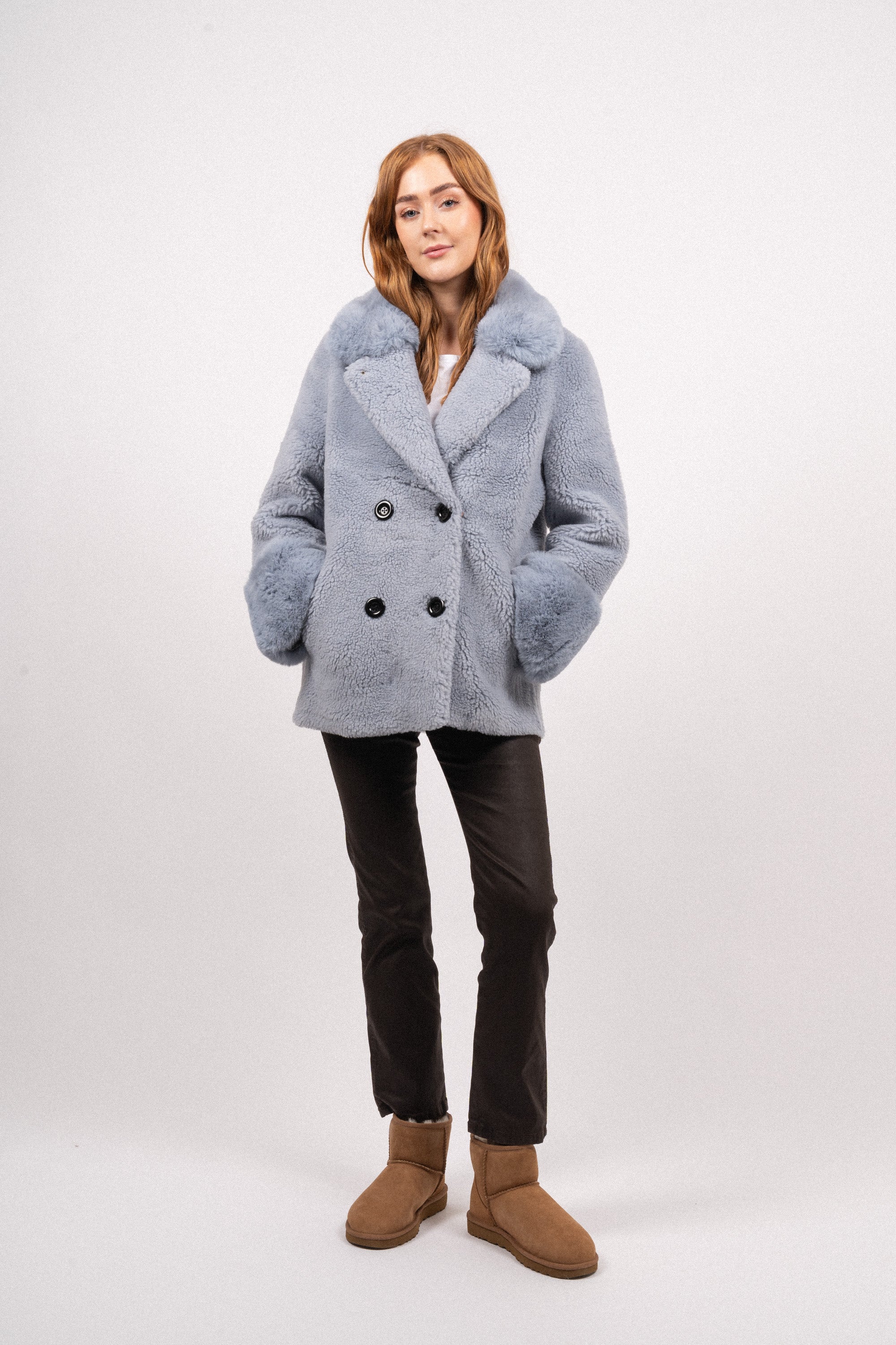 Fiona Wool Coat Short - Light Blue