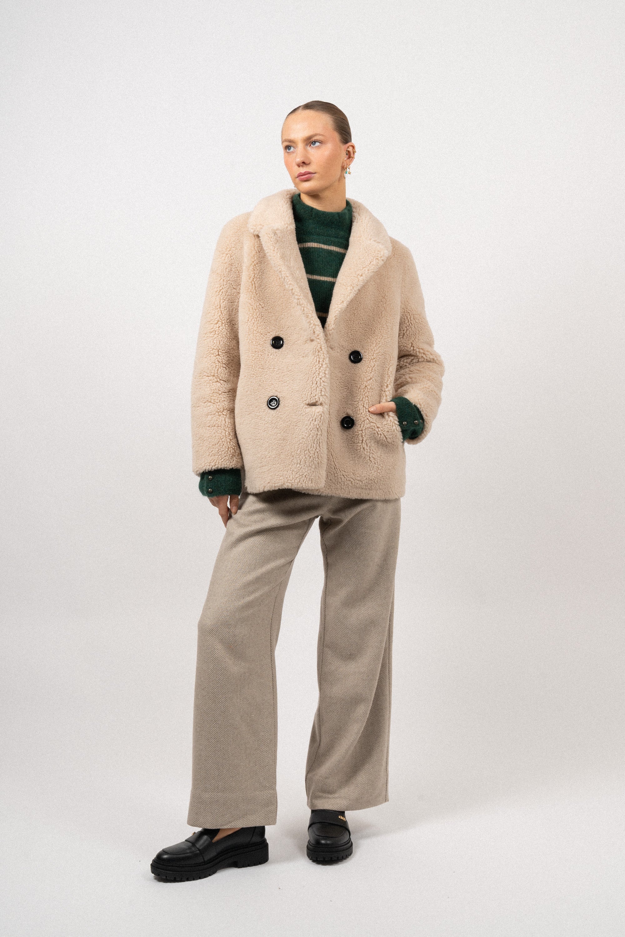 Fiona Short Coat Without Fur - Beige