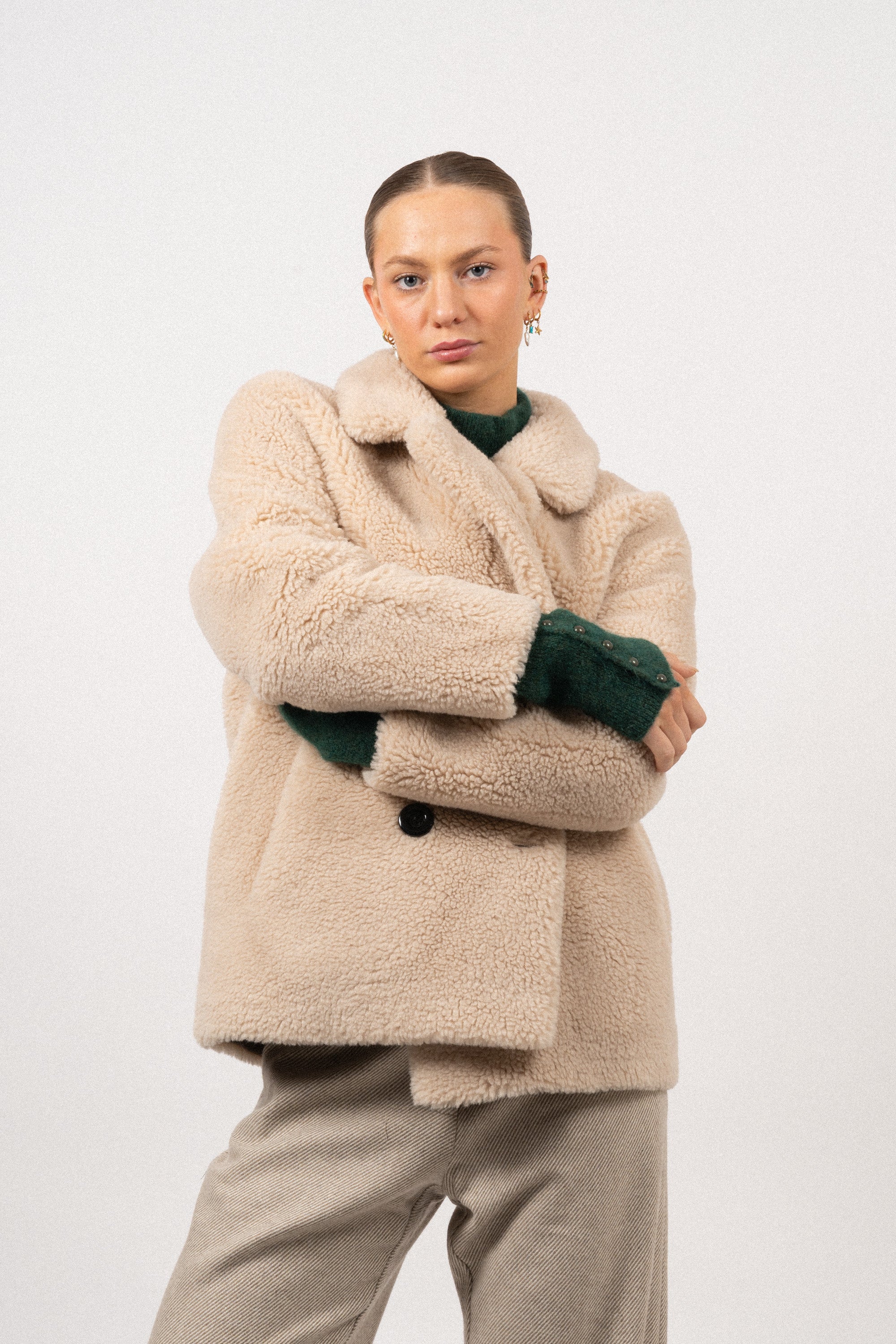 Fiona Short Coat Without Fur - Beige