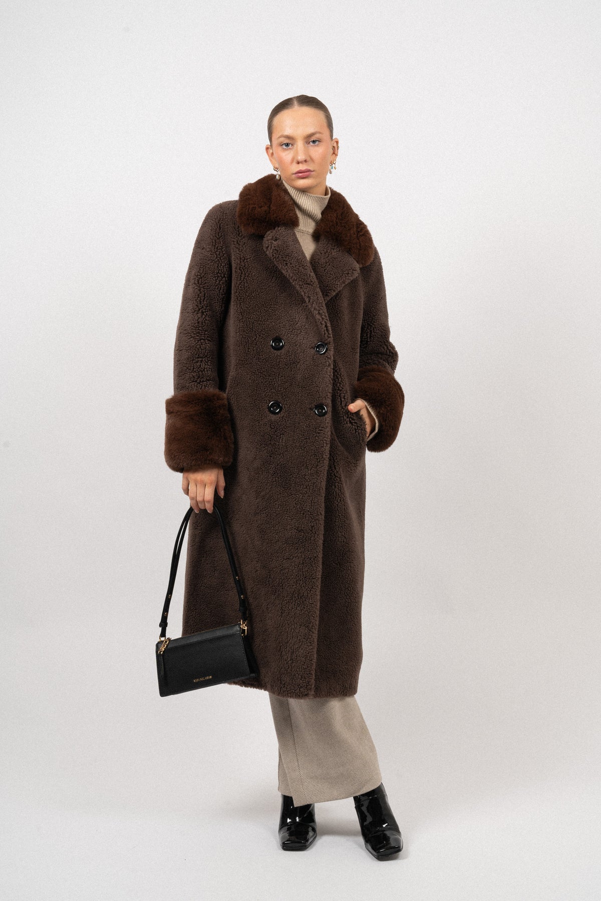 Fiona Wool Coat Long - Chocolate Brown