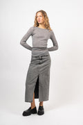 Vikacc Asym Slit Skirt - Mid Grey