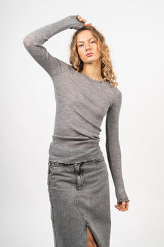 Doudo T-Shirt LS - Grey Melange