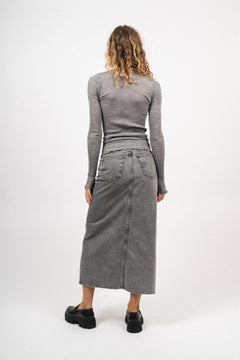 Vikacc Asym Slit Skirt - Mid Grey