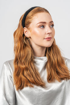 Solid Slim Beaded Hairbrace - Black