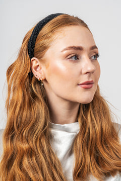 Solid Slim Beaded Hairbrace - Black