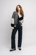 Liana Knit Cardigan - Cream/Black
