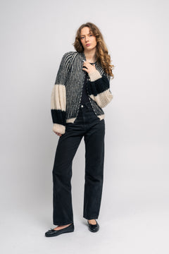 Liana Knit Cardigan - Cream/Black