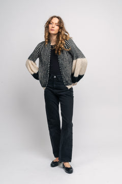 Liana Knit Cardigan - Cream/Black