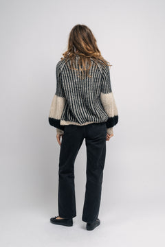 Liana Knit Cardigan - Cream/Black