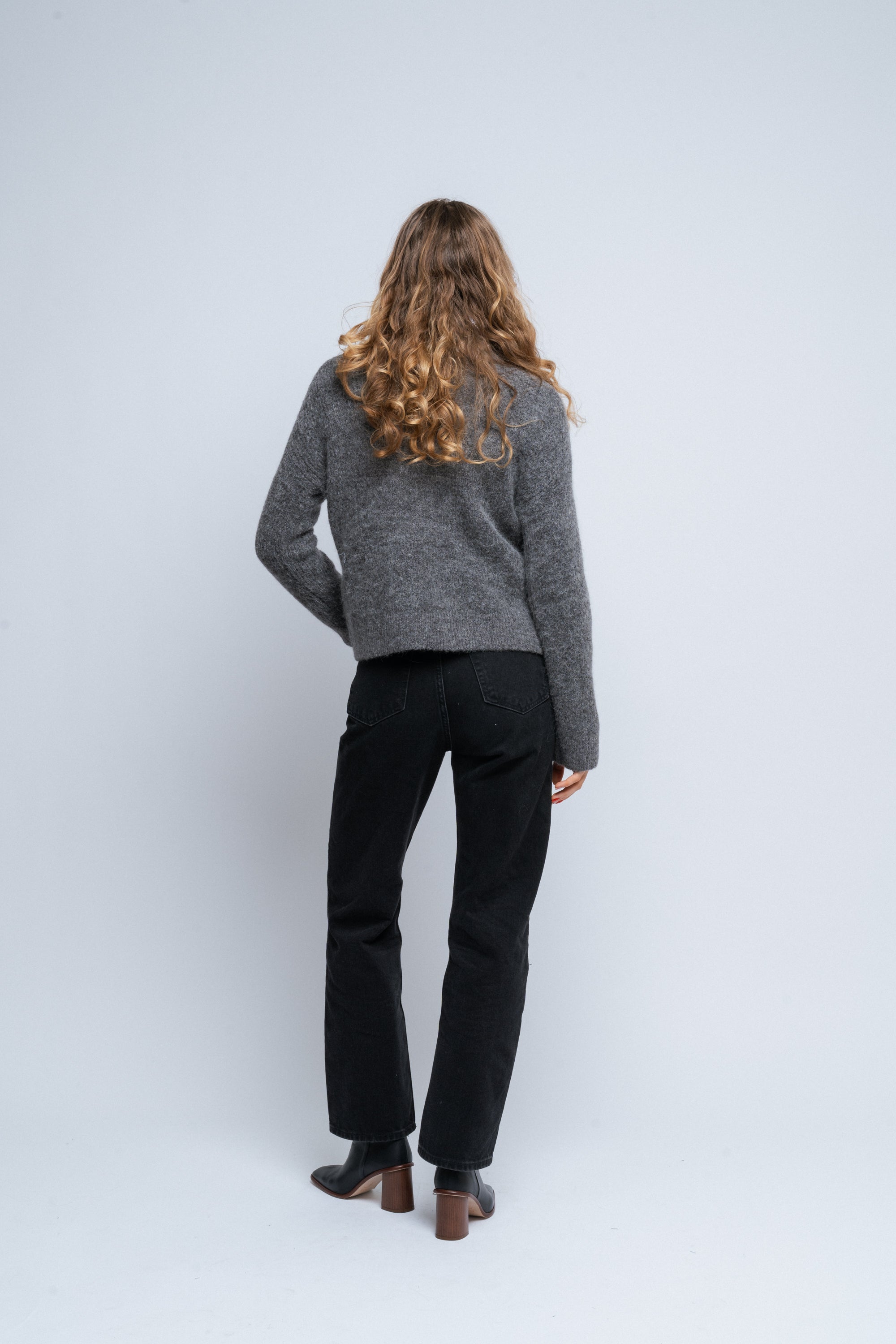 Sia Ras Ls Knit Half Zipper Ex - Medium Grey Melange