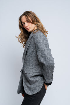 Gaby Herringbone Blazer - Black
