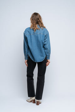 Emma Ls Aqua Blue Deni Shirt - Medium Blue Denim
