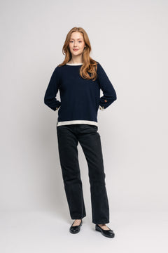 Helen Top - Marine/Ecru