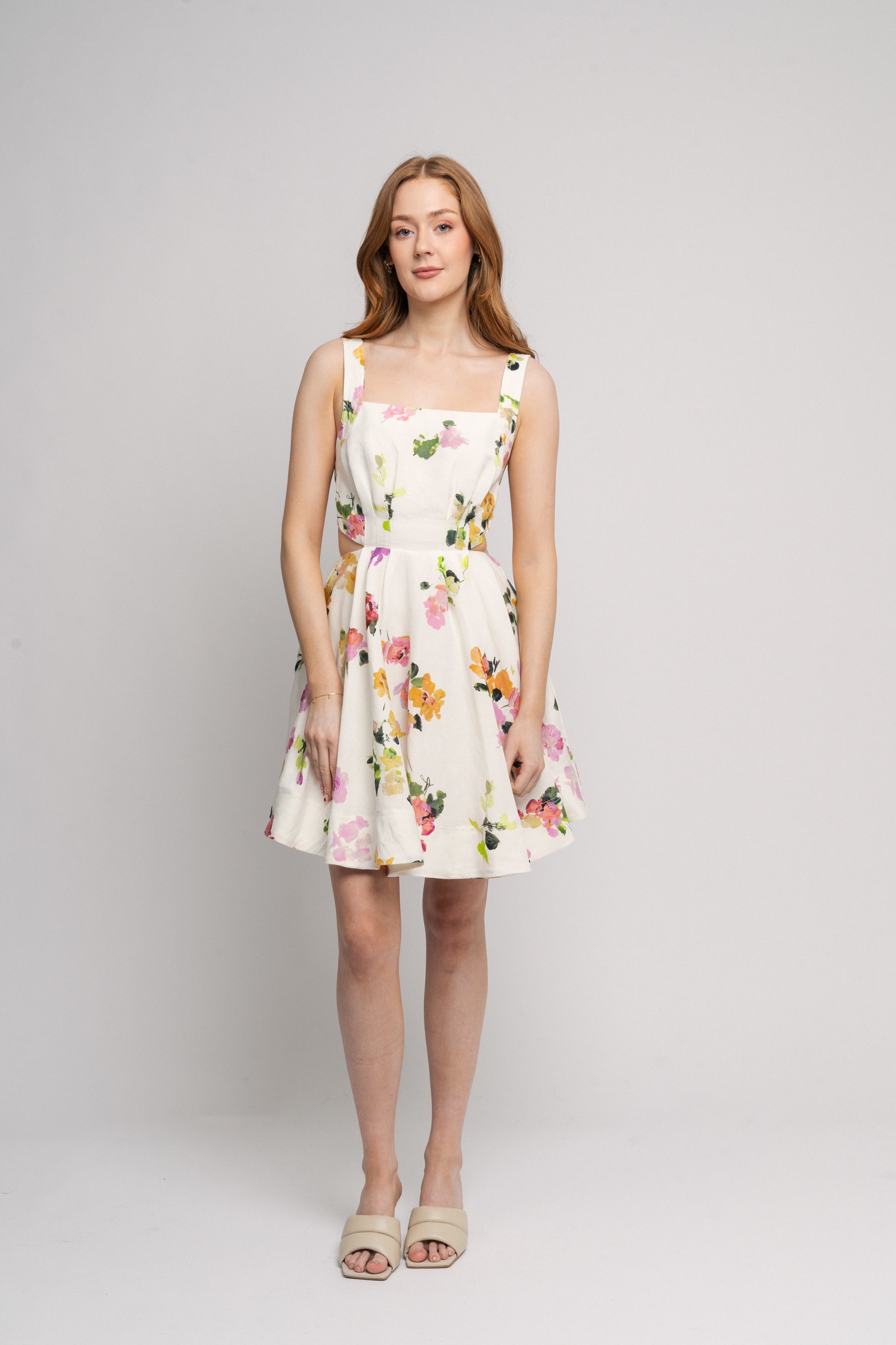 Clara Tie Back Mini Dress - Scattered Floral