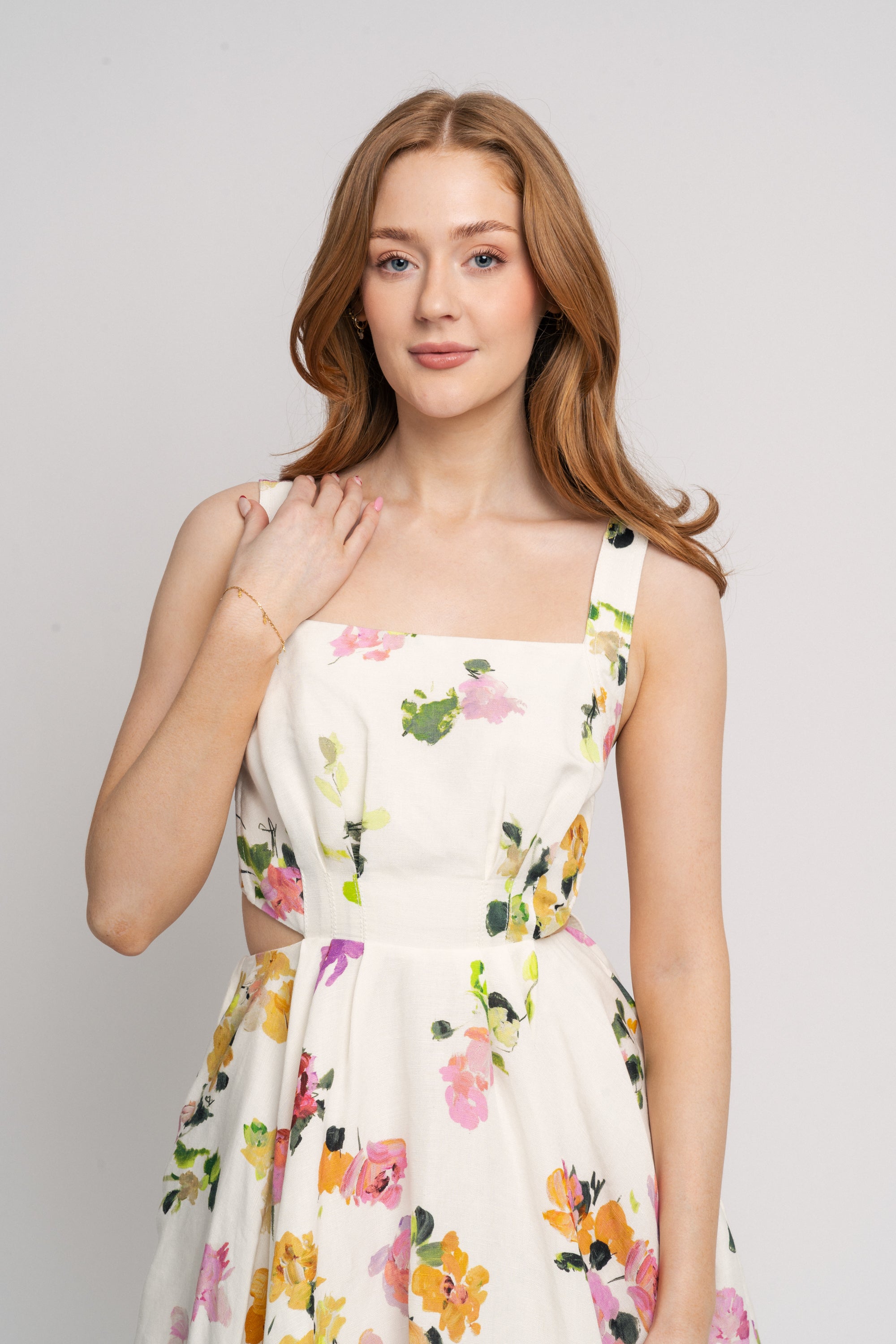 Clara Tie Back Mini Dress - Scattered Floral